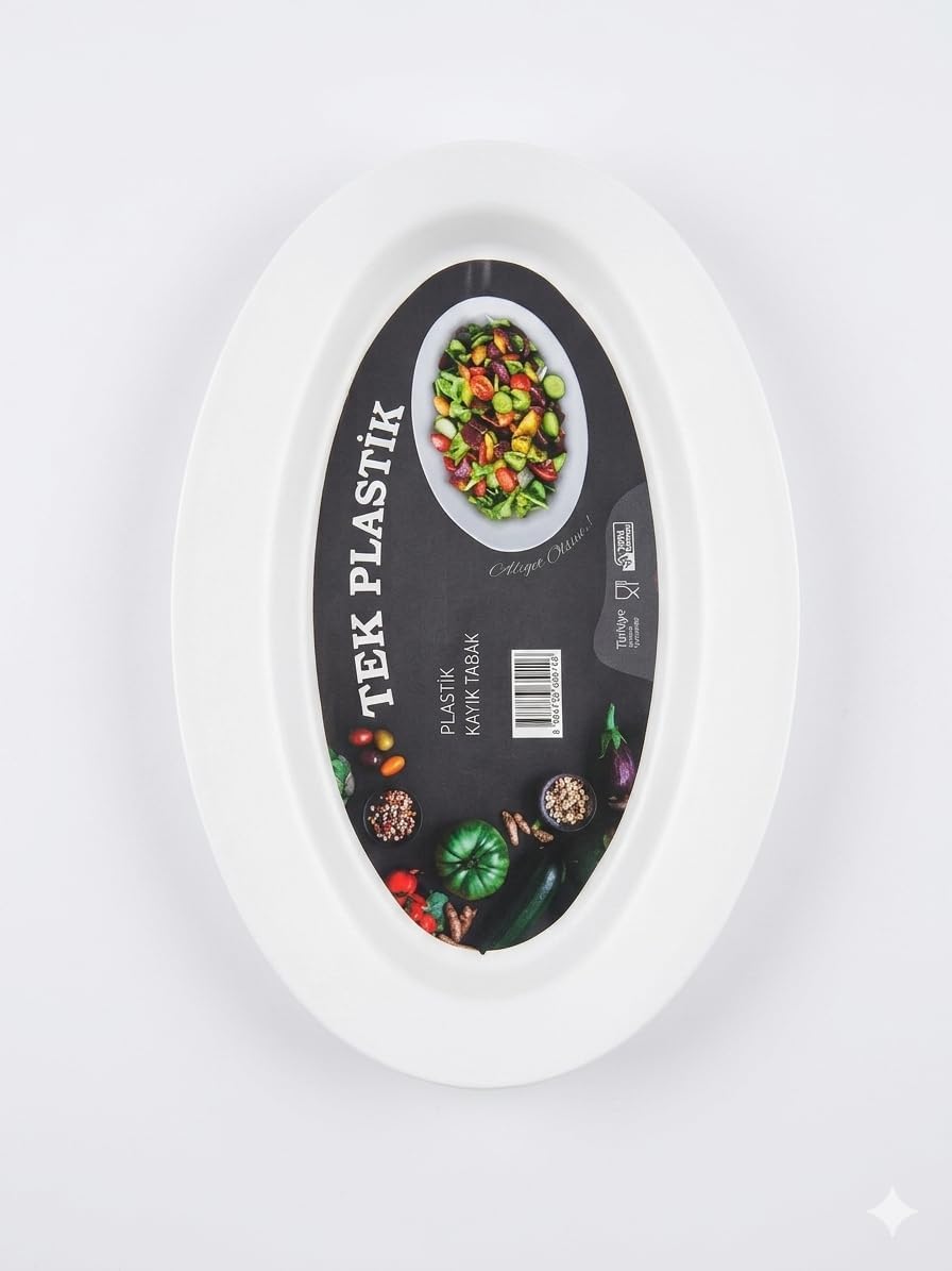 Alternative view of Sert Plastik Kayık Tabak 6'lı Set 32 cm – Kırılmaz, Yıkanabilir, Piknik, Servis ve Sunum Tabağı