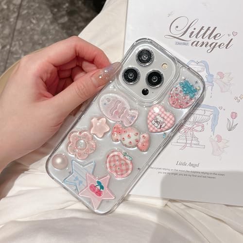 Alternative view of 3D Şeker ve Meyve Figürlü Şeffaf Simli iPhone 15 Pro Uyumlu Kılıf – Kamera Korumalı, Darbe Emici Silikon