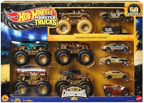 ® Trucks Bigfoot Trophy Şampiyonları Araba ve Kamyon Çoklu Arabalar, metal Bigfoot, 5-Alarm, Bone Shaker, Mega-Wrex, Tiger Shark ve 6 araba, JDW07 - Görsel 3
