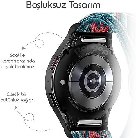 Alternative view of One-Click Elastik Bohem Serisi 20mm Kordon  ile Uyumlu Galaxy Watch 7/6/5/4/FE Serisi İçin Kumaş Kayış (40mm/44mm) Watch 6/4 Classic (47/43/42mm) ve Watch 5 Pro 45mm Uyumlu