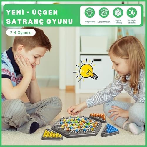 Üçgen Zincir Satranç Oyunu | Eğitici Zeka ve Strateji Oyunu | Ebeveyn-Çocuk Etkileşimli Masa Oyunu, (2-4 Oyuncu)