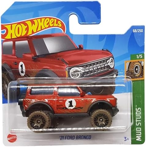 - ´21 Ford Bronco - Mud Studs 1/5 - HCW91 - Short Card - Arazi aracı - kırmızı - Mattel 2022 - Görsel 3