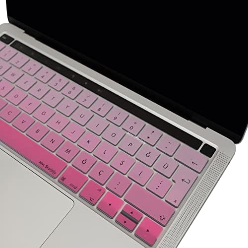 Türkçe Q Keyboard Skin MacBook Pro Touch Bar 13 15 İnç Uyumlu A1706 A1989 A2159 A1707 A1990 | UK ISO Ters L Enter Silikon Klavye Koruma Pembe