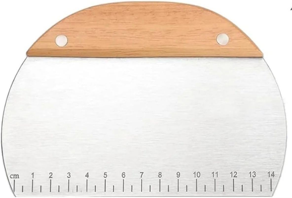 Çelik Oval Ahşap Saplı Hamur Kesici Spatula, Kahverengi