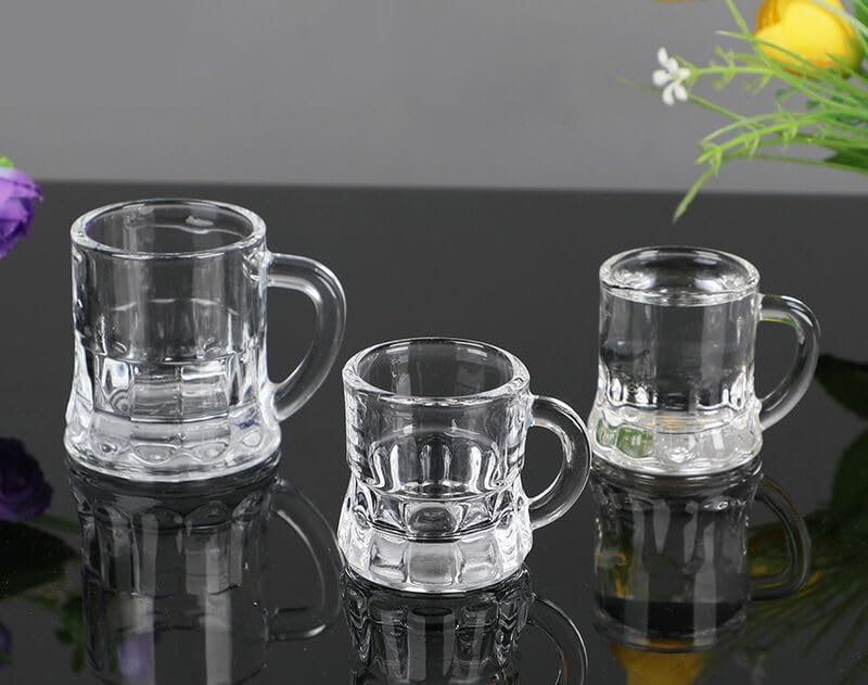 6 Lı Mini Bardak 55 ML Zemzem Shot Bardağı Kalın Taban Mini Kulplu Tasarım Kahve Yanı Bardağı Mini Bardak
