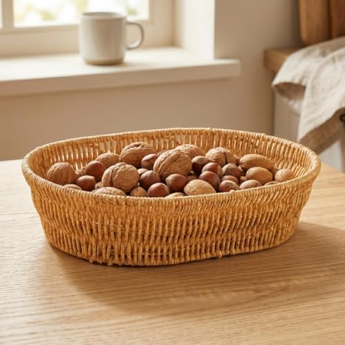 Alternative view of El Yapımı Doğal Hasır Sepet - Büyük Boy Oval Ekmeklik ve Çok Amaçlı Sunumluk (31x24x8 cm)