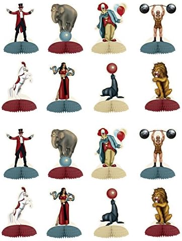 Beistle Vintage Circus Mini Masa Başlıkları, 16 Adet, 12,7 cm, Çok Renkli - Görsel 3