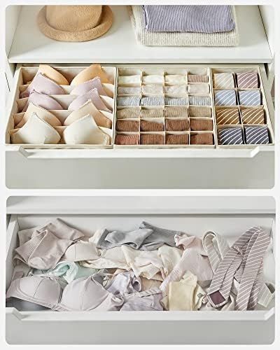 İç çamaşırı düzenleyici 8'li set, çekmece düzenleyici, katlanabilir, elbise dolabı, saklama kutusu, kumaş kutular, saklama, sütyen, çorap, kravat için, bej RUS008M01