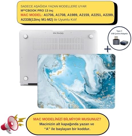 Alternative view of MacBook Pro 13 Mermer Desenli Kılıf A1706 A1708 A1989 A2159 A2251 A2289 A2338 M1 M2 Uyumlu İnce Hafif Sert Kapak Koruyucu Kılıf R-847