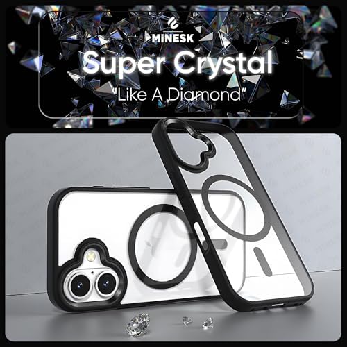 iPhone 17 için SUPER-CRYSTAL Magsafe ile Uyumlu Kılıf Arkası Kristal Berraklığında Cam Görünüm Kenarları Darbe Emici Silikon Hybrid Kılıf (Siyah, 17) - Görsel 2