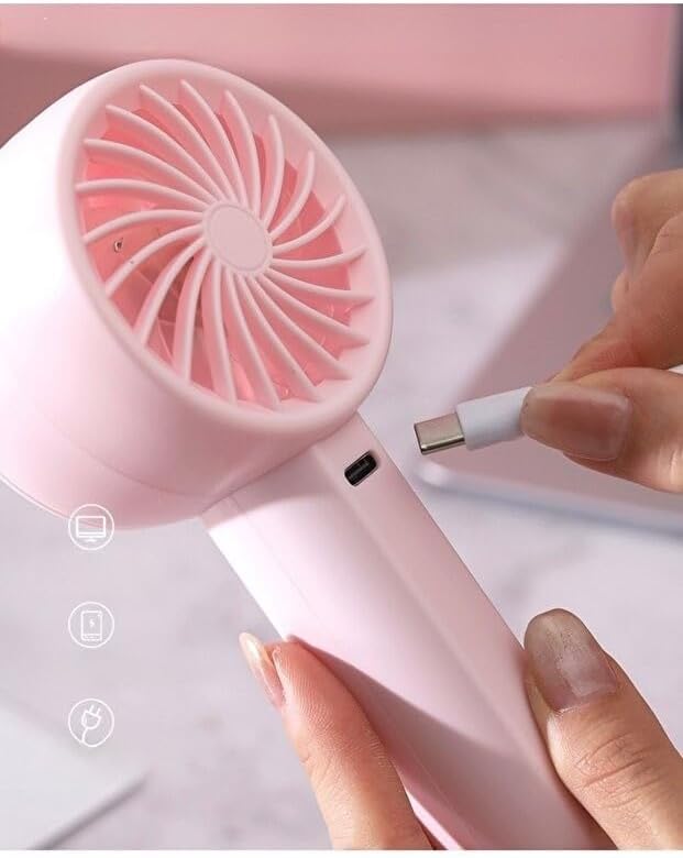Mini,Taşınabilir,Şarjlı, Led Göstergeli El Fanı Pembe ZB162P - Görsel 3