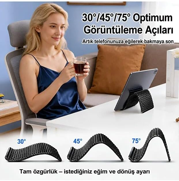 Katlanabilir Silikon Telefon Tablet Standı Ayarlanabilir Açılı Taşınabilir Bükülebilir Masaüstü Telefon Tutucu TURUNCU