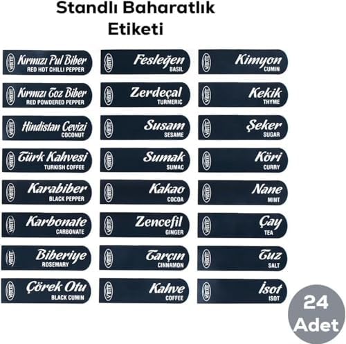 Alternative view of Kendinden Yapışkanlı Baharatlık Seti, 12'li, Kaşıklı Kapaklı,Etiketleri ile Gönderilir Siyah Beyaz
