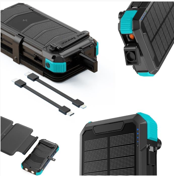 ASP-P20000HS 20000mAh Solar Powerbank, El Kranklı Şar, Type-C, MicroUSB, Kablosuz Şarj, LED Fener, Elektrikli Çakmak, Solar Paneli