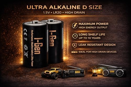 I-Gen Batteries LR20 Ultra Alkalin D Boy Pil 1.5V Büyük Boy Pil (2, 2'li Paket) - Görsel 2