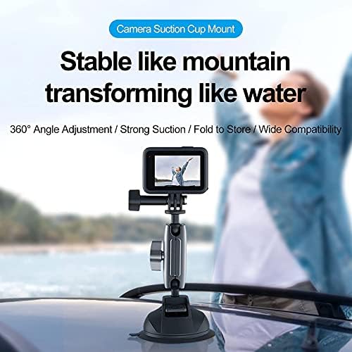 TELESIN Alüminyum Alaşımlı Araç Vantuz Montajı, Hero 13 12 11 10 9 8 DJI OSMO Action 5 Pro 4 3 Insta 360 X5 X4 iPhone Mobil Telefon Kameraları için, Telefon Tutacılı Araç Ön Cam Montajı - Görsel 3