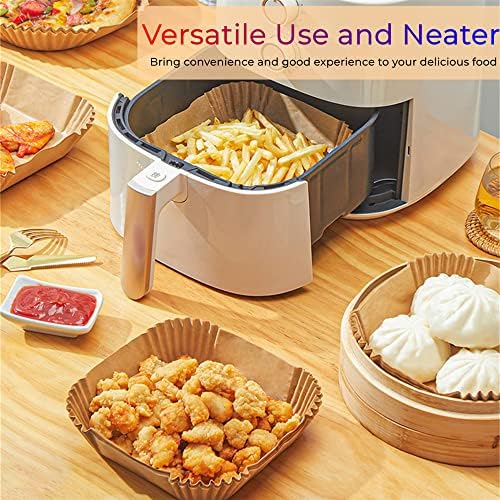 Sıcak hava fritözleri için fırın kağıdı, 100 adet Airfryer pişirme kağıdı, yapışmaz, yağa dayanıklı, suya dayanıklı hava fritözü, tek kullanımlık parşömen kağıdı, fırın ve mikrodalga için - Görsel 3