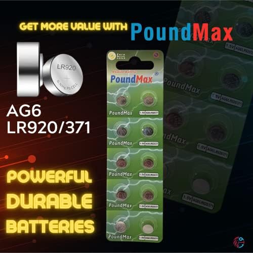 PoundMax 10 adet AG6 (370,371,LR921,LR69,SR920W) 1.5V Alkalin Düğme Pil - Görsel 3