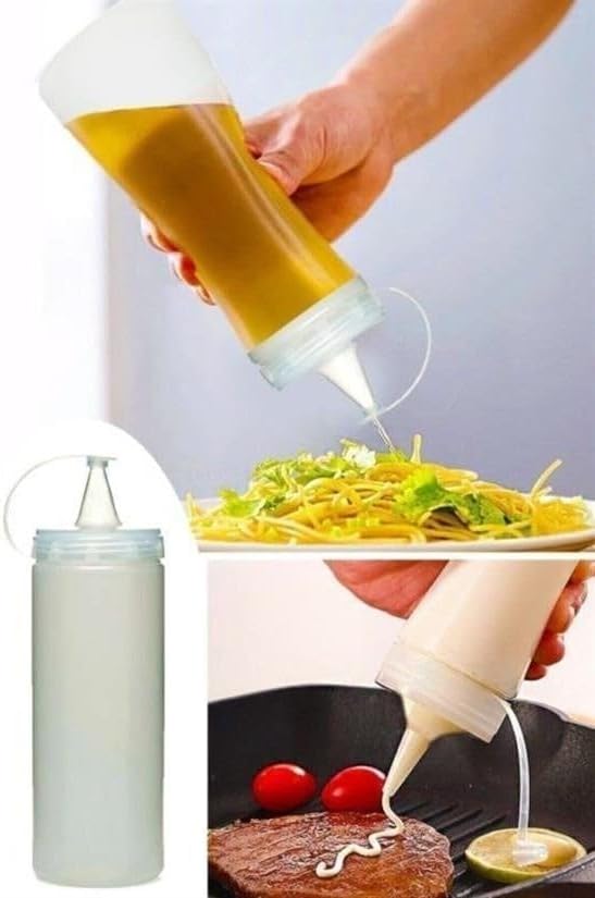 Sızdırmaz Şeffaf Kapaklı Yağlık Sosluk Şişesi Plastik Yağdanlık 400 ml AP-9028 - Görsel 3