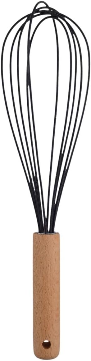 Ahşap Saplı Silikon Mutfak Hazırlık Çırpıcısı, Siyah, 27 cm, 1 Adet