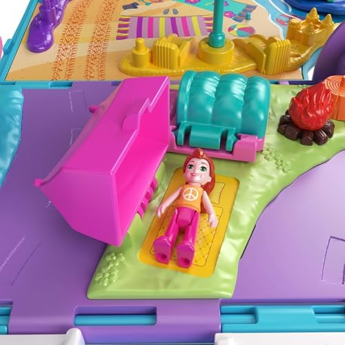 KARAVAN MACERASI™ Polly Pocket Karavan Macerası oyun seti, mikro bebekler, dönüştürülebilir karavan, evcil hayvanlar ve oyuncak araba JCC22 - Görsel 3