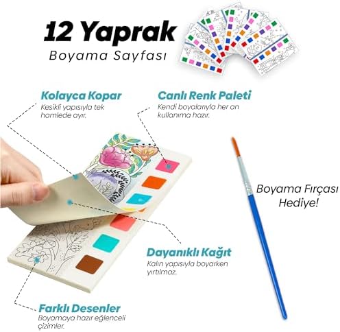Animokids Renk Paletli Sulu Boya Kitabı + Fırça, 12 Sayfa Boyama Kitabı, Aktivite Boyama Seti, Çocuklar için Yeni Nesil Sulu Boya Defteri (Deniz Kızı) - Görsel 3