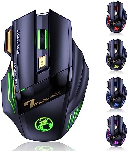 C8 kablosuz oyun faresi, şarj edilebilir Silent Click oyun faresi, 2.4G USB alıcısı, 3 ayarlanabilir DPI, 7 hassas tuş, ergonomik RGB fare, dizüstü bilgisayar, Mac için - Görsel 3