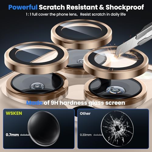 Alternative view of WSKEN iPhone 16 Pro/iPhone 16 Pro Max Kamera Lens Koruyucu - [Orijinal Çekimi Koruyun] Kırılmaz Ultra HD 9H Temperli Cam Kamera Ekran Koruyucu Metal Halka Kapak Filmi, Doğal Titanyum