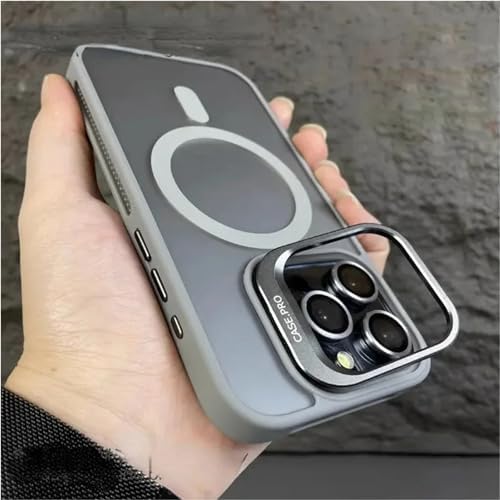 iPhone 13 ile uyumlu Kamera Lens Aparatlı Stand Olabilen Magsafe ile uyumlu Kamera Korumalı Şeffaf Full Color Magnetic Wireless Telefon Kılıfı (Titanyum, iPhone 13) - Görsel 3
