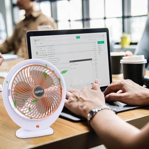 USB Masa Vantilatörü Elektrikli Mini Masa Vantilatörü 3 Hız Ayarlanabilir Güçlü Rüzgar 360 ° Döndürme Taşınabilir Masaüstü Fan Ofis Ev Yatak Odası Dış Mekan Kamp için Sessiz Soğutma Fanı (Altın B) - Görsel 3