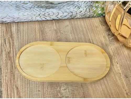 Bambu 2 Bölmeli Oval Yağdanlık ve Sosluk Altlığı - Şık Doğal Ahşap Görünümlü Stand, Mutfak Tezgahı İçin Düzenleyici ve Çok Amaçlı Kullanım - Görsel 3