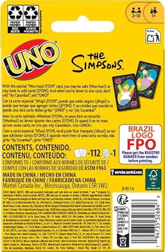 Mattel Games UNO Simpsons Kartlar JHB16