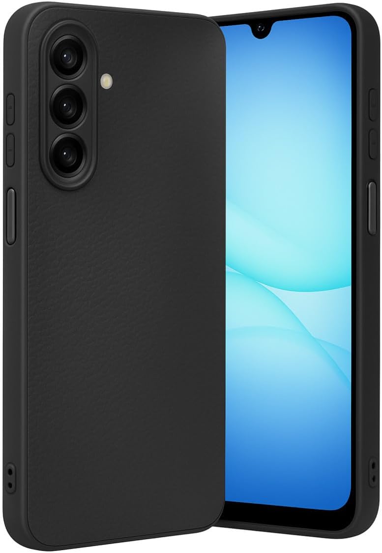 Alternative view of Galaxy A17 5G ile uyumlu Kılıf Deri Görünümlü Thermax Silikon kılıf Kamera Korumalı Kompakt Tasarım Galaxy A17 5G için Deri Görünüm Kapak Siyah