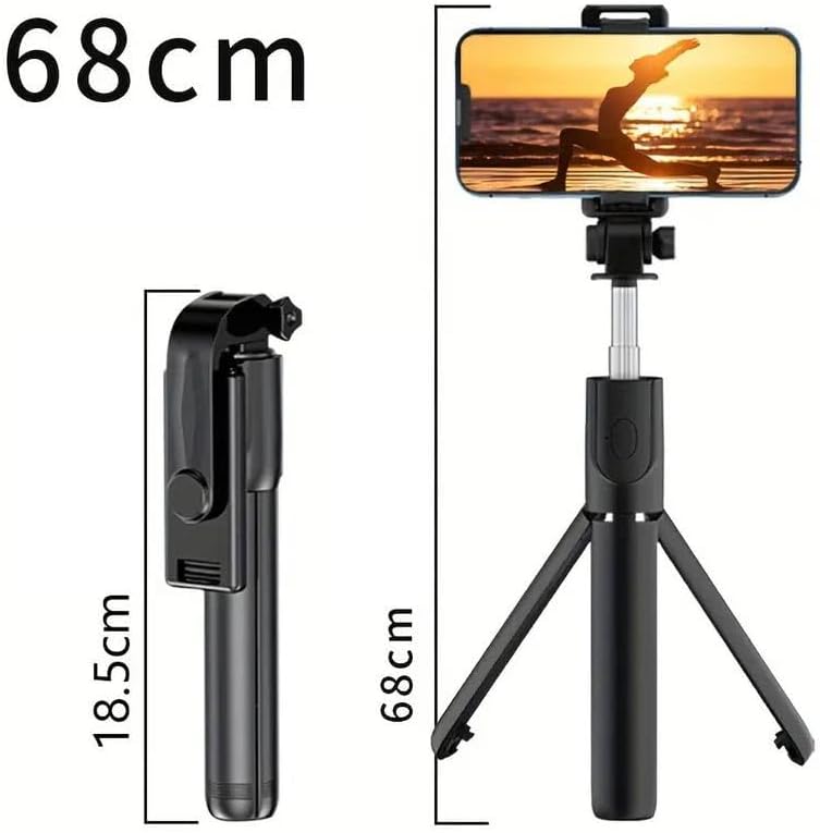 Ga66 3in1 Bluetooth Selfie Çubuğu Tripod Canlı Yayın Standı Telefon Tutucu Katlanabilir Genişletilebilir Deklanşörlü Monopod - Görsel 3