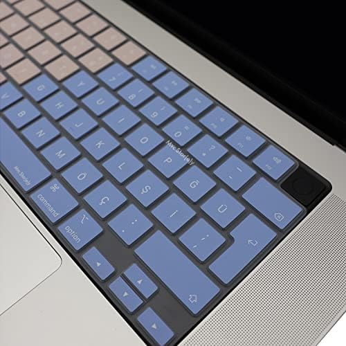 Alternative view of MacBook Türkçe Q Klavye Koruyucu Mavi Pembe M1-M5 | Air 13.6 A2681 A3113 A3240 A3449 | Pro 14 A2442 A3426 A3434 | Pro 16 A2485 A3429 | Neo 13 | Ultra İnce Silikon Keyboard Cover Touch ID