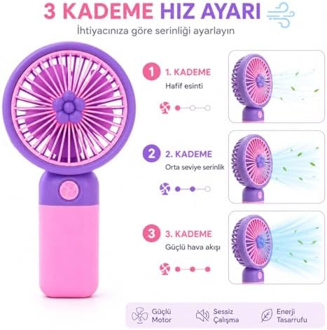Alternative view of Talky Şarjlı Mini El Fanı USB Taşınabilir Sessiz Masaüstü Vantilatör 3 Kademe Soğutucu Pervane Multicolor Karışık Renk