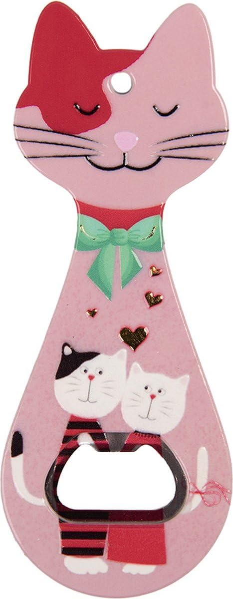 Miyav Kedi Şeklinde Mıknatıslı Şişe Kapak Açacağı, Buzdolabı Magnet Pembe, 5.5x14 cm, Seramik Kaplama (Pembe)