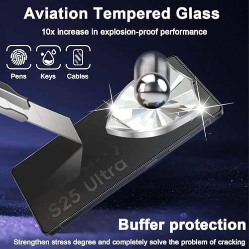 Galaxy S25 Ultra için Privacy Temperli Cam – 2 Adet - Yanlardan Siyah Görünüm, Kavisli Kenar, Parmak İzi Azaltıcı, Ultra İnce 0.3mm, Hassas Kesim - Görsel 2