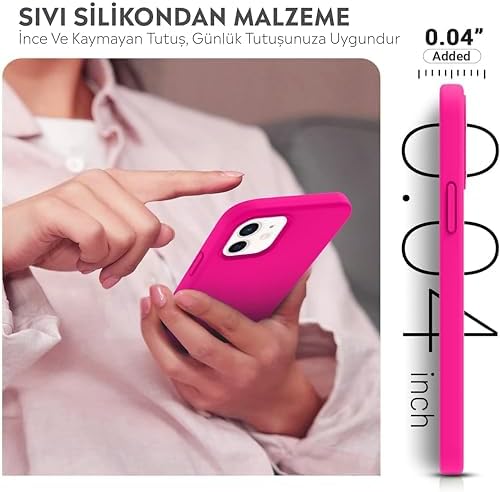 iPhone Kılıf İnce Sıvı Silikon 3 Katmanlı Tam Kaplamalı Yumuşak Jel Kauçuk Kılıf Kapak (Açık Pembe, iPhone 11)