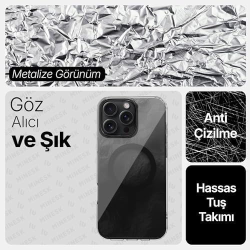 Alternative view of iPhone 16 Plus için ShineMag Serisi MagSafe ile Uyumlu Göz Alıcı ve Şık Metalize Arka Tasarım Yüksek Kalite Materyal Premium Hybrid Kılıf Kapak (Siyah, 16 Plus)