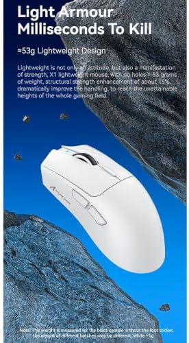 Alternative view of ATTACK SHARK X1 Kablosuz Gaming Mouse – Dokunmatik RGB Şarj Standlı, 53g Süper Hafif Fare, PixArt PAW3395PRO Sensör, 40000 DPI, BT/2.4G/Kablolu Üçlü Mod, Windows/Xbox/PS/Mac Uyumlu – Beyaz
