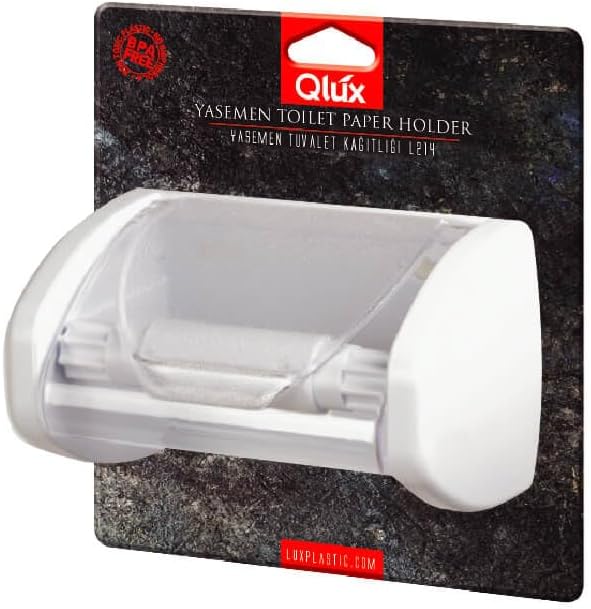 Qlux Tuvalet Kağıtlığı, Plastik, Döner Kapaklı, Beyaz, Yapışkanlı Montaj, 20x10x18 cm, Geleneksel Tarz