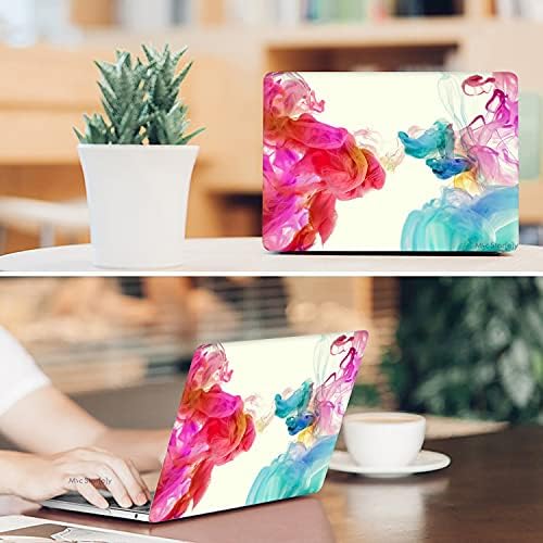 MacBook Air 13 inç Kılıf Uyumlu A1369 A1466 Renkli Boya Desenli İnce Sert Kapak Darbe Çizilme Koruma Hard Case Mat Yüzey Pembe