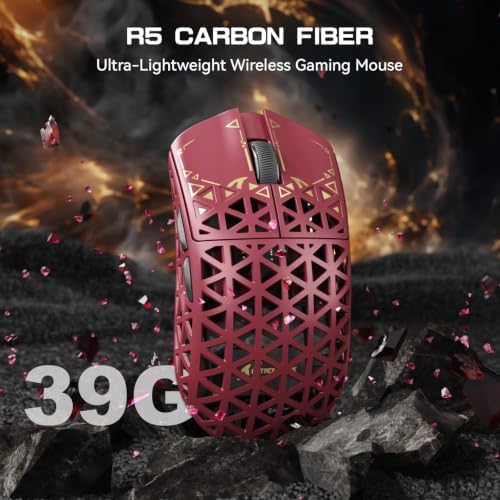 ATTACK SHARK R5 Ultra Karbon Fiber HyperSpeed Kablosuz Gaming Mouse – 39g Süper Hafif, PAW3950MAX Sensör, 42000 DPI, 8000Hz Kablosuz Polling, BT/2.4G/Kablolu USB-C, Windows/Mac Uyumlu – Red - Görsel 3