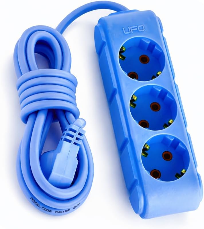 Alternative view of 3lü 3 Metre Topraklı Grup Priz, 16A 250V, Üçlü Uzatma Kablosu Mavi Renk