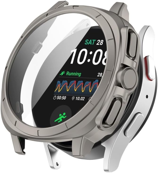 Alternative view of Galaxy Watch 7 40mm için Kasa Dönüştürücü Kılıf Yeni Nesil Görünüm Veren PC + Temperli Ekran Koruyuculu Dokunmatiği Etkilemeyen Sert Kabuklu Kasa Koruyucu (Titanyum)