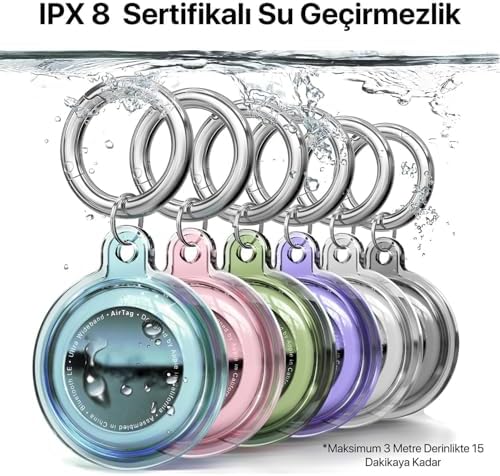Airtag için Su Geçirmez Ultra Şeffaf Görünümlü Silikon Kılıf ve Anahtarlık (Mavi) - Görsel 3