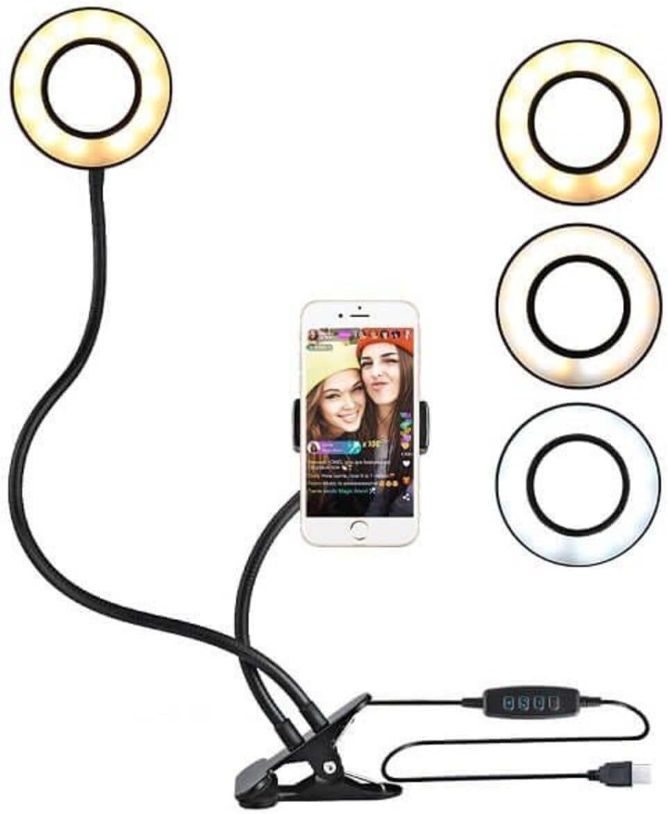 Led Ring Light Youtuber Makyaj Akrobat Led Halka Işık Kuaför, Halka Video ışığı, canlı aramalar için ışık kaynağı Lamba,Telefon Tutuculu stand ışıklı, ışık desteği sarı beyaz gün ışığı - Görsel 3