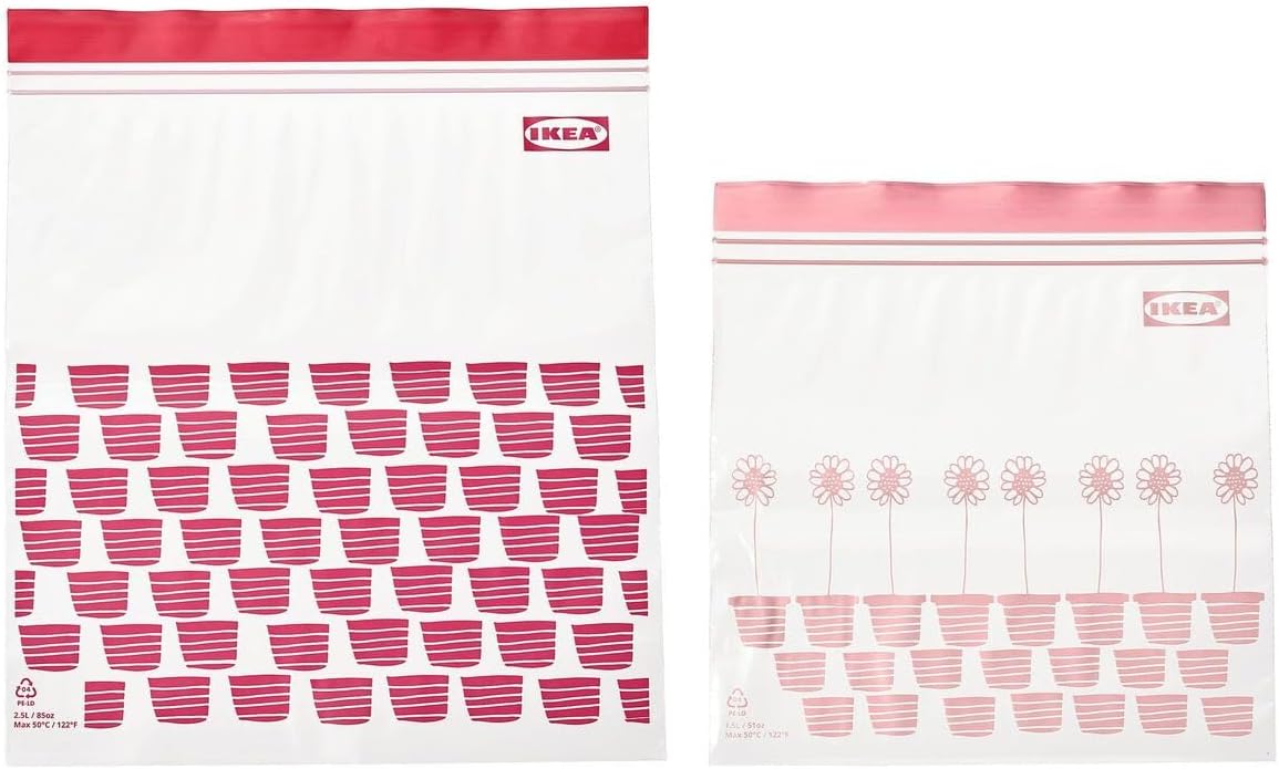 Kilitlenebilir buzdolabı poşeti, kırmızı-pembe, 2,5 lt ve 1,2 lt, 50 adet - Görsel 3