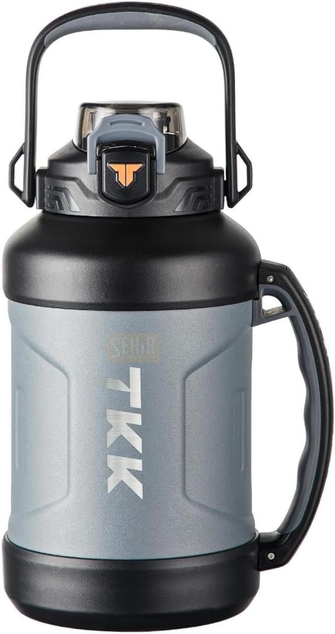 TKK Mega Boy 1650ml Pipetli/Pipetsiz Kullanım Askılı Paslanmaz Çelik Termos Matara (Siyah)